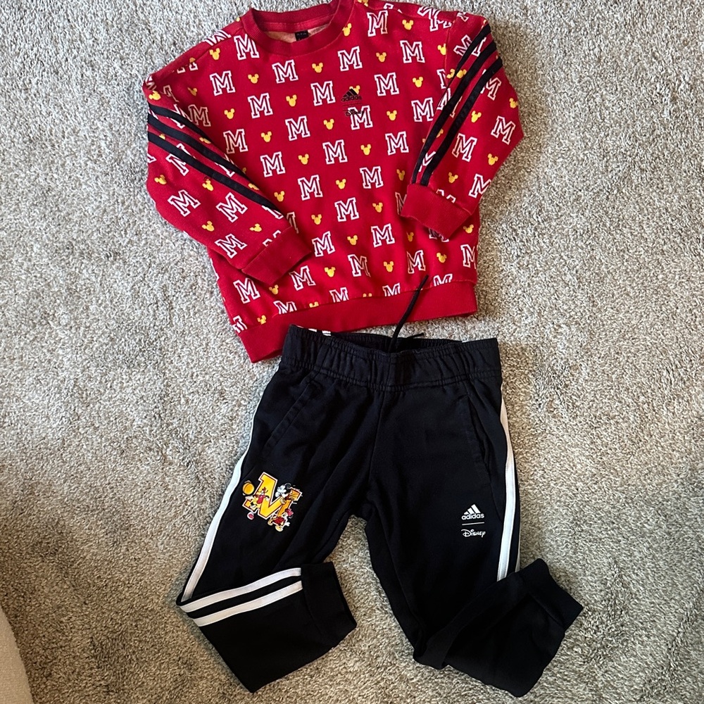 Disney Kids Adidas Red and Black Sweatshirt and Jogger set ♥️🖤